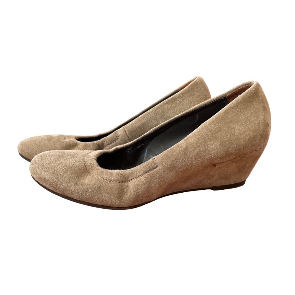 Paul Green Munchen Tan Suede Hidden Wedge Loafers No Size Tag 8.6 Inch Shoe